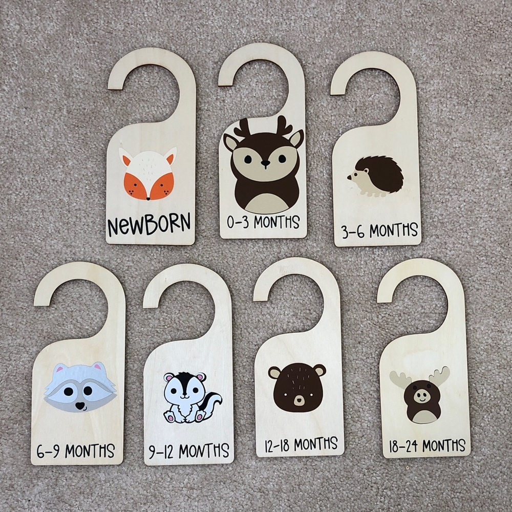 Woodland Baby Closet Dividers - Neutral Nursery Hangers (Set of 7)